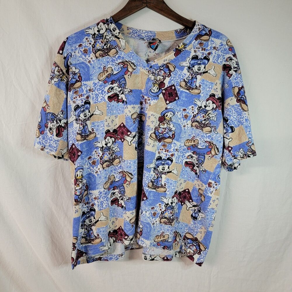 Vintage 90’s Disney Mickey Unlimited Jerry Leigh V Neck Shirt AOP Women’s S/M